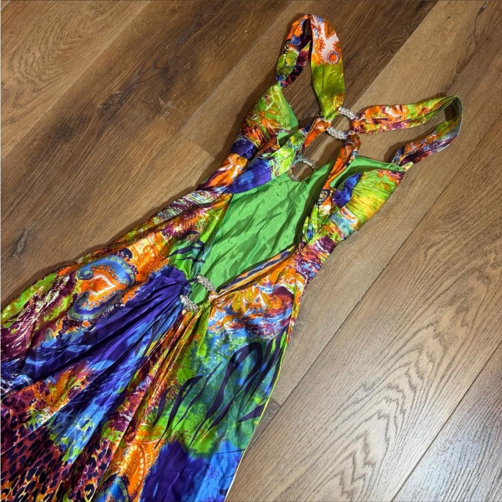 Vintage Y2K 100% Silk Beaded Dress Vintage Silk Dress Prom Animal Print